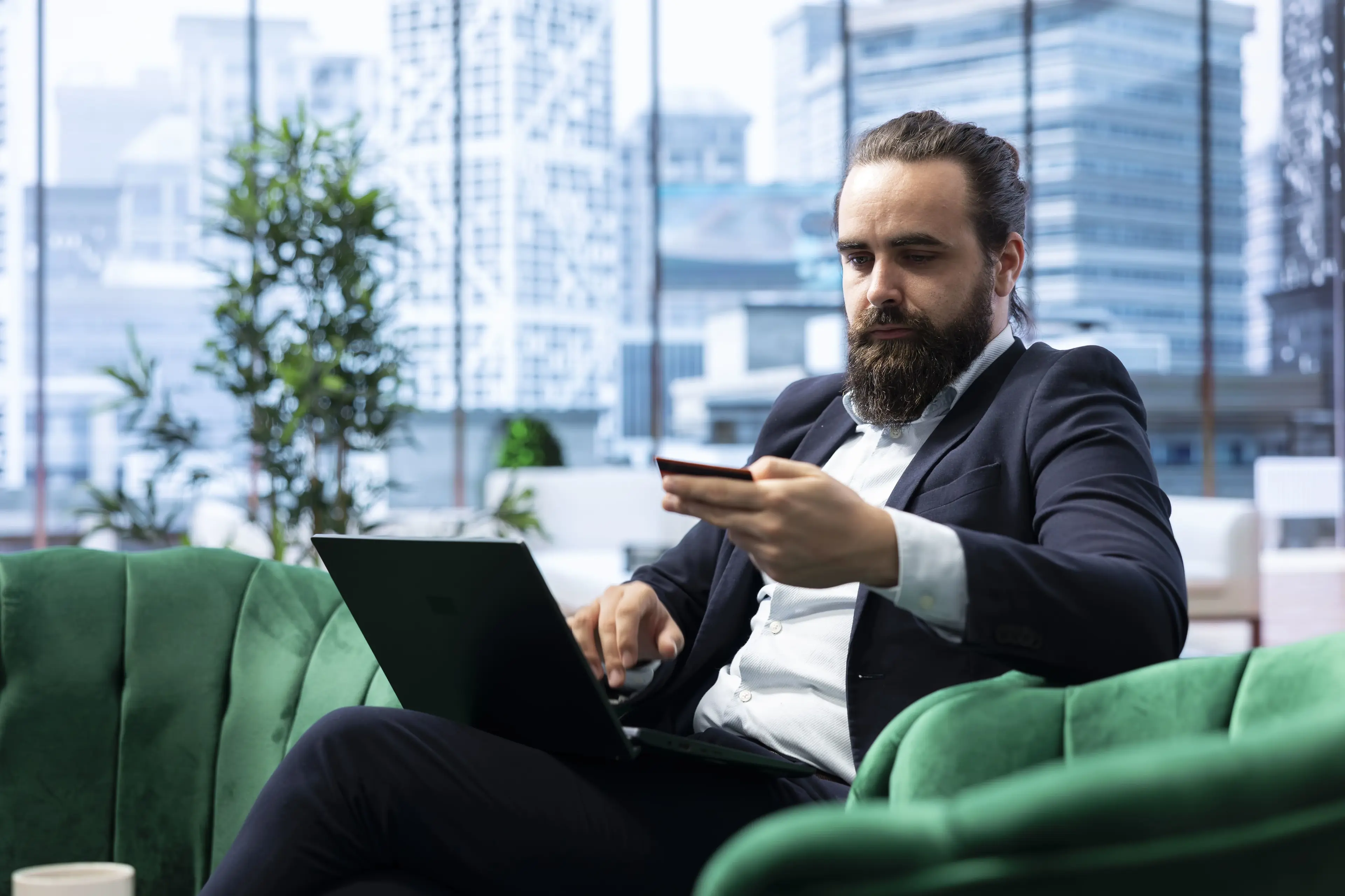 Entrepreneur managing finances online